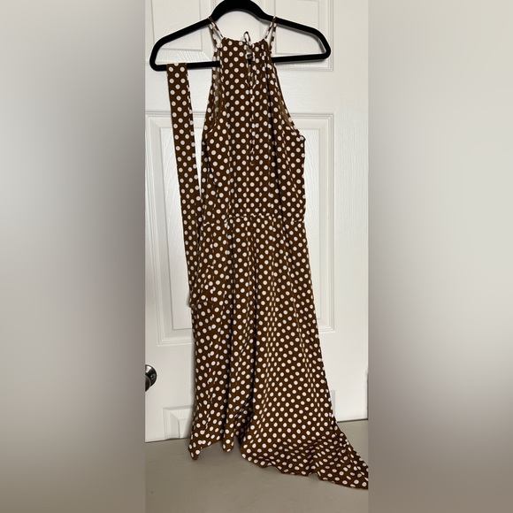 🤎 NWT! Brown White Polka Dot Asymmetrical Dress - Picture 3 of 8